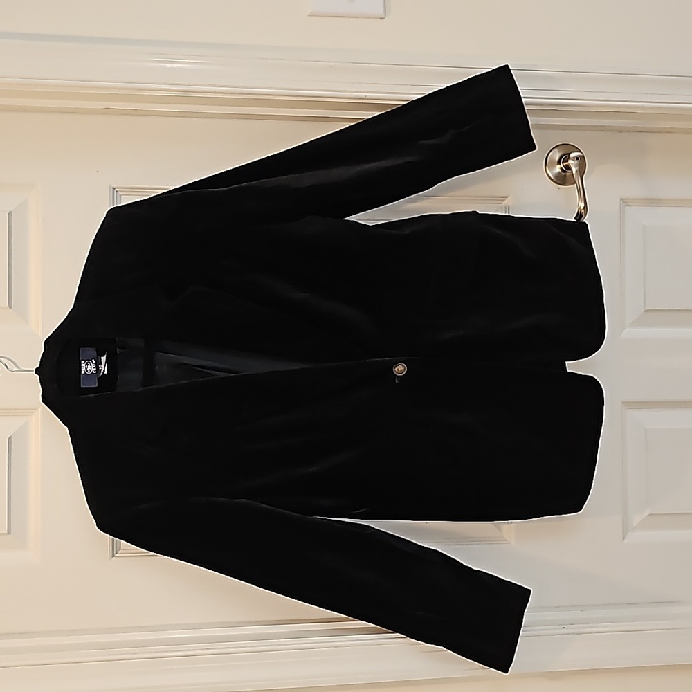 Vintage Hunt Club Office Wear Business Casual Black Velvet Blazer Jacket, 10